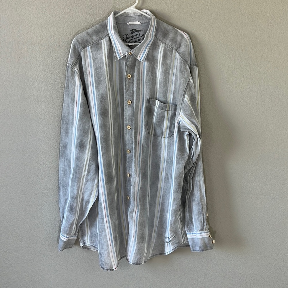 Tommy Bahama 100% Linen Button Down Long Sleeve Shirt Size 2XT